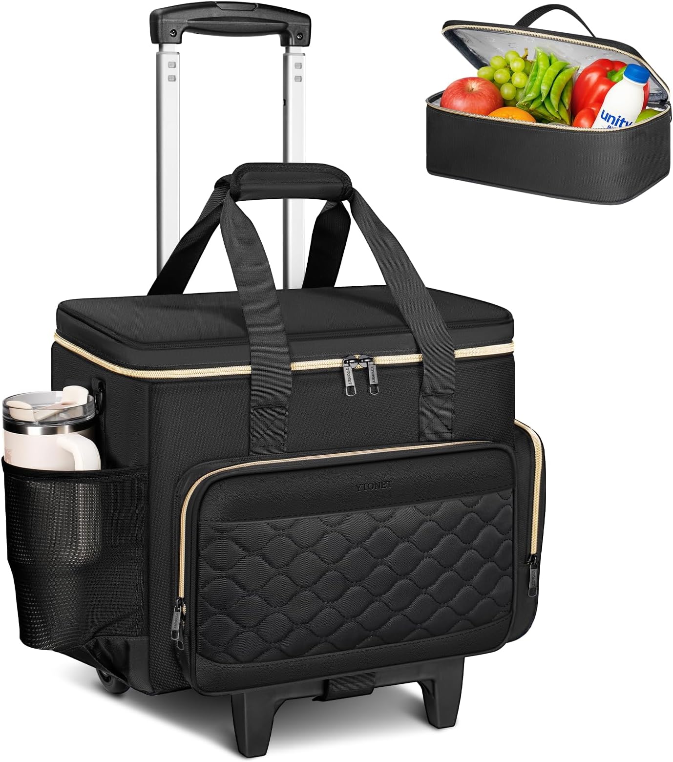 15.6" Teacher Rolling Bag with Insulated Lunch Bag, Bag with Wheels |