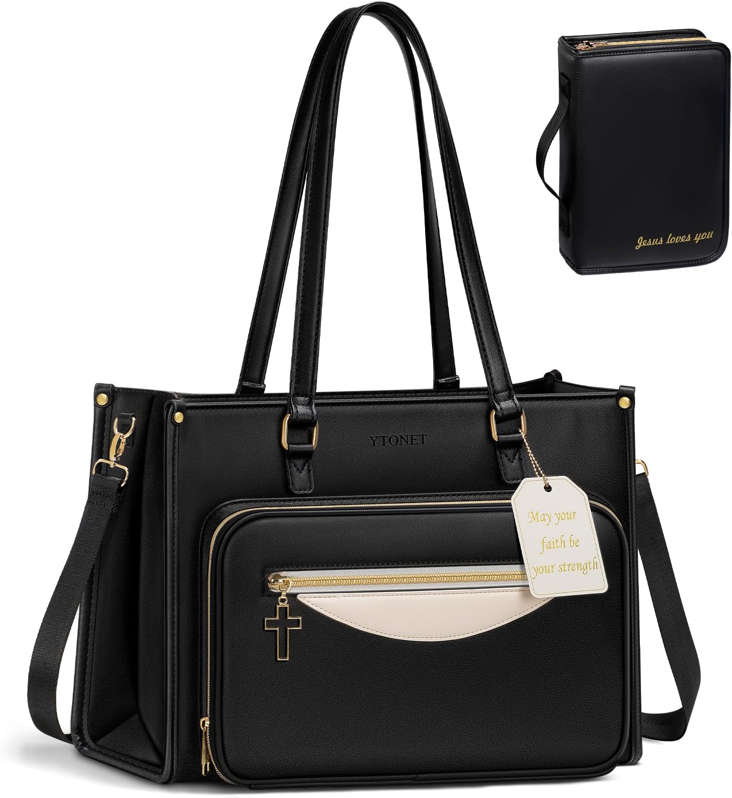 Bible Bag with Bible Cover Case for Women, PU Leather Bible Tote Bag |