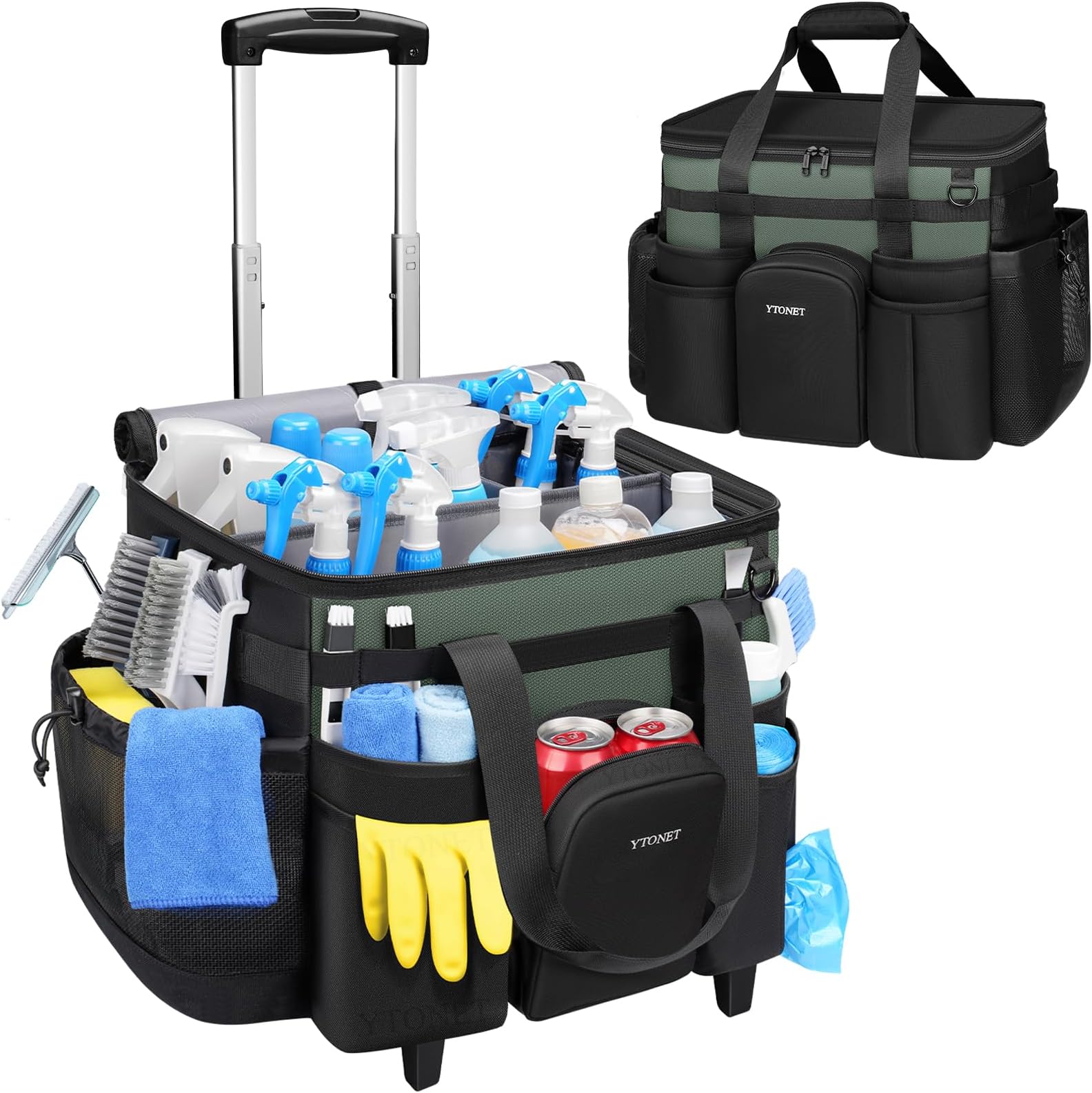 Cleaning Caddy with Wheels, Extra Large Rolling Cleaning Caddy Bag |