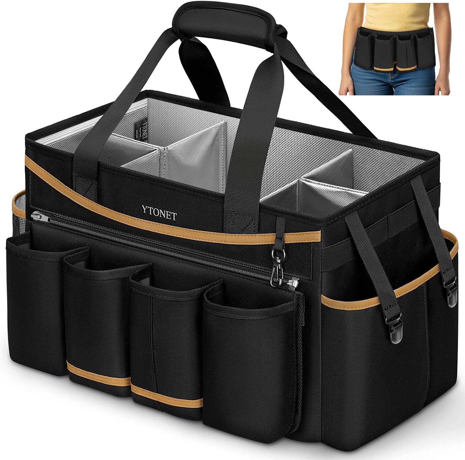Extra Large Cleaning Bag, Cleaning Caddy Supplies Organizer, Black |