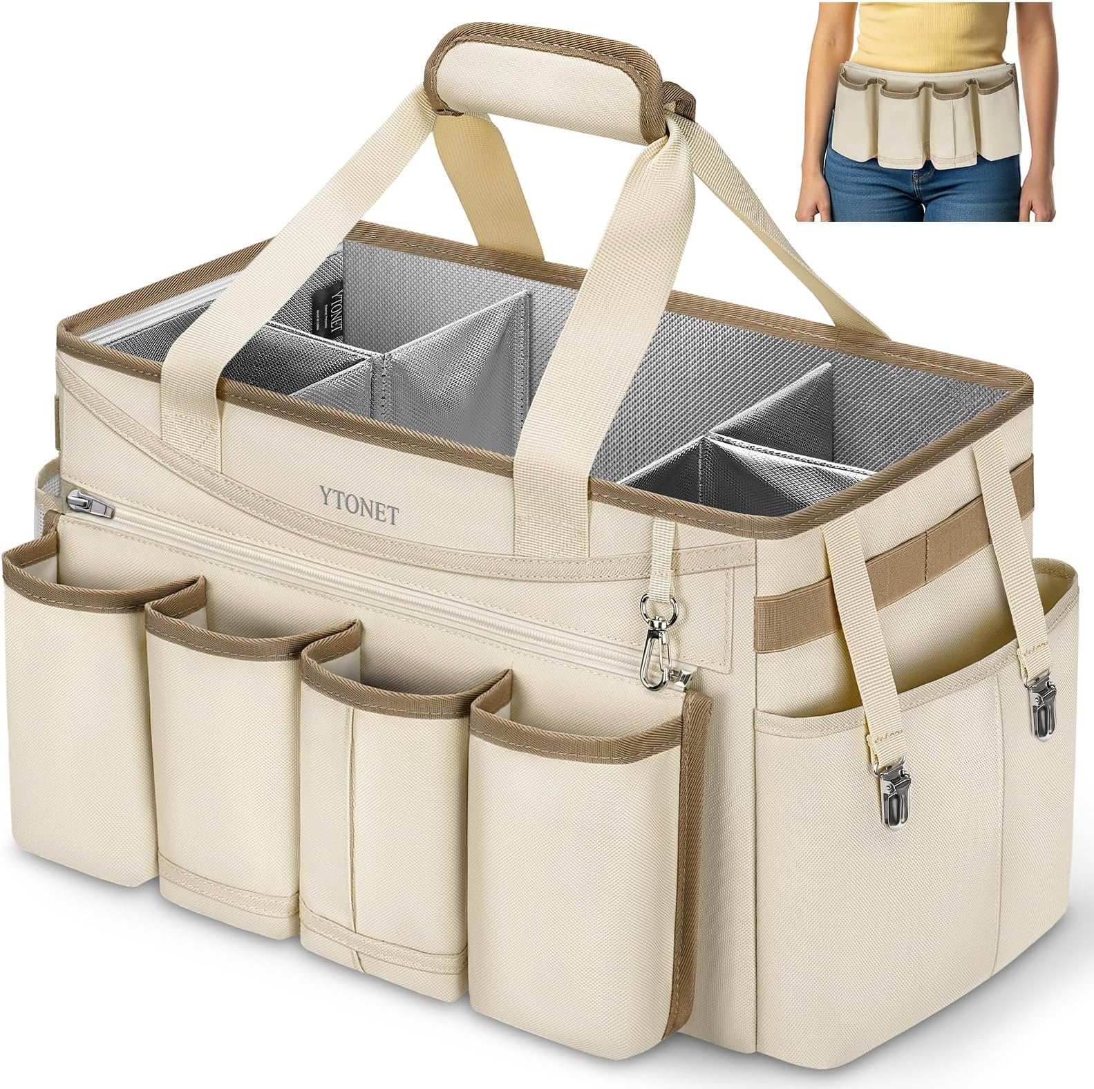 Extra Large Cleaning Caddy Bag with Detachable Apron, Cleaning Tote |