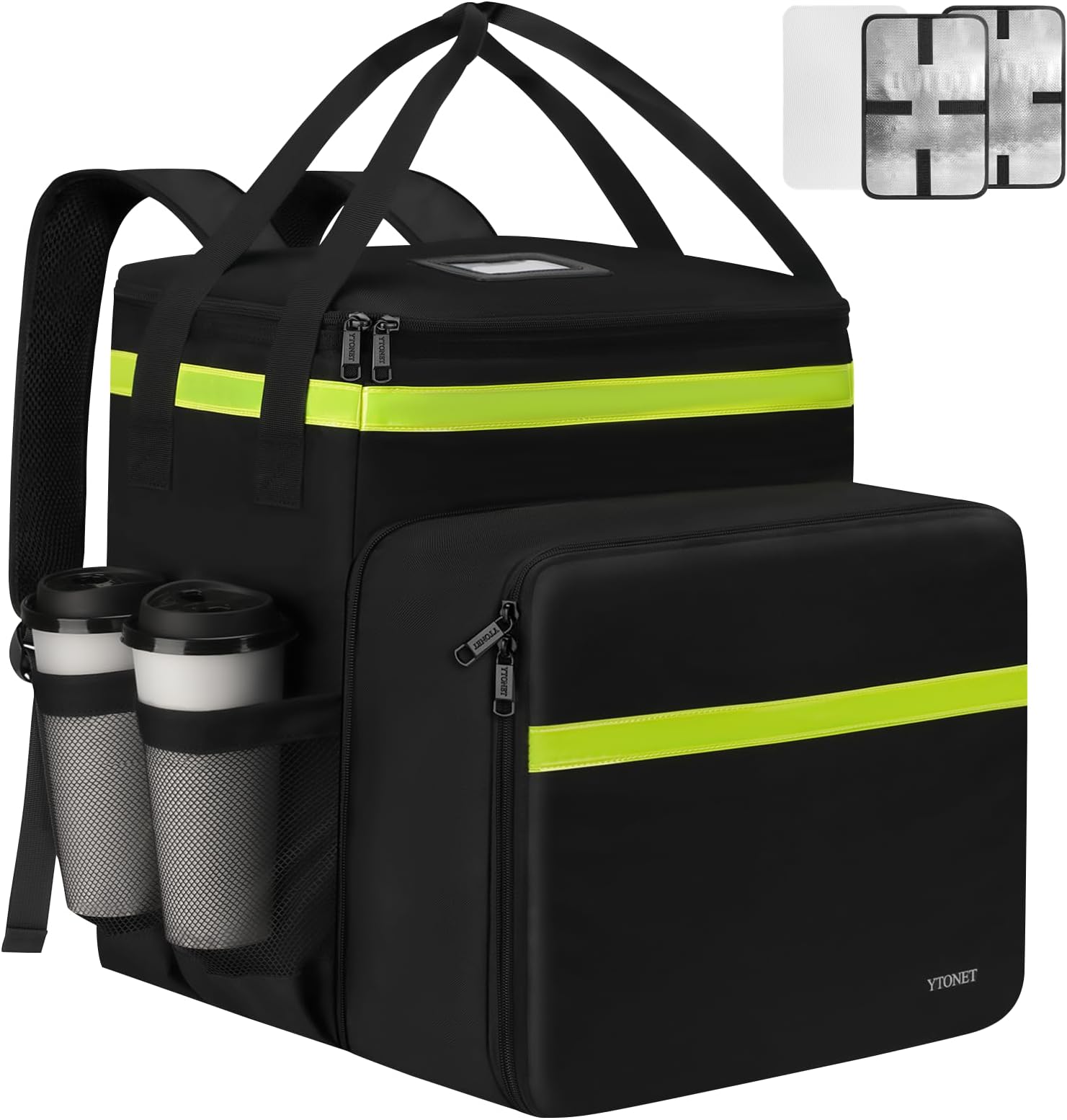 Food Delivery Backpack with Cup Holder, Large Insulated Delivery Bag |