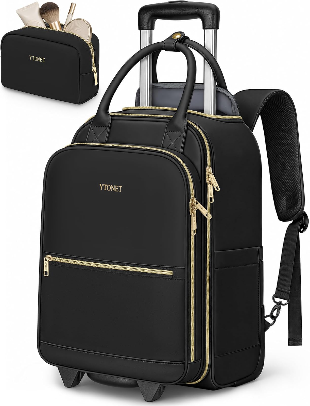 Rolling Backpack for Women, 14 Inch Laptop Backpack with Wheels | 2 In