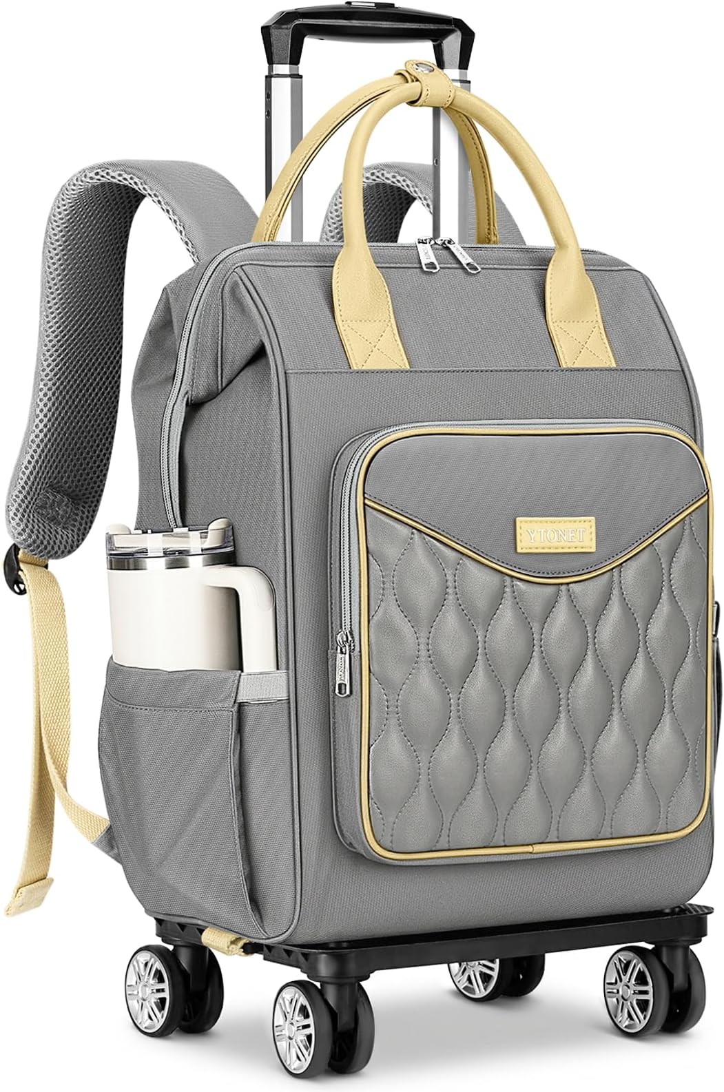 Rolling Backpack for Women, 15.6 In Rolling Travel Backpack with 4