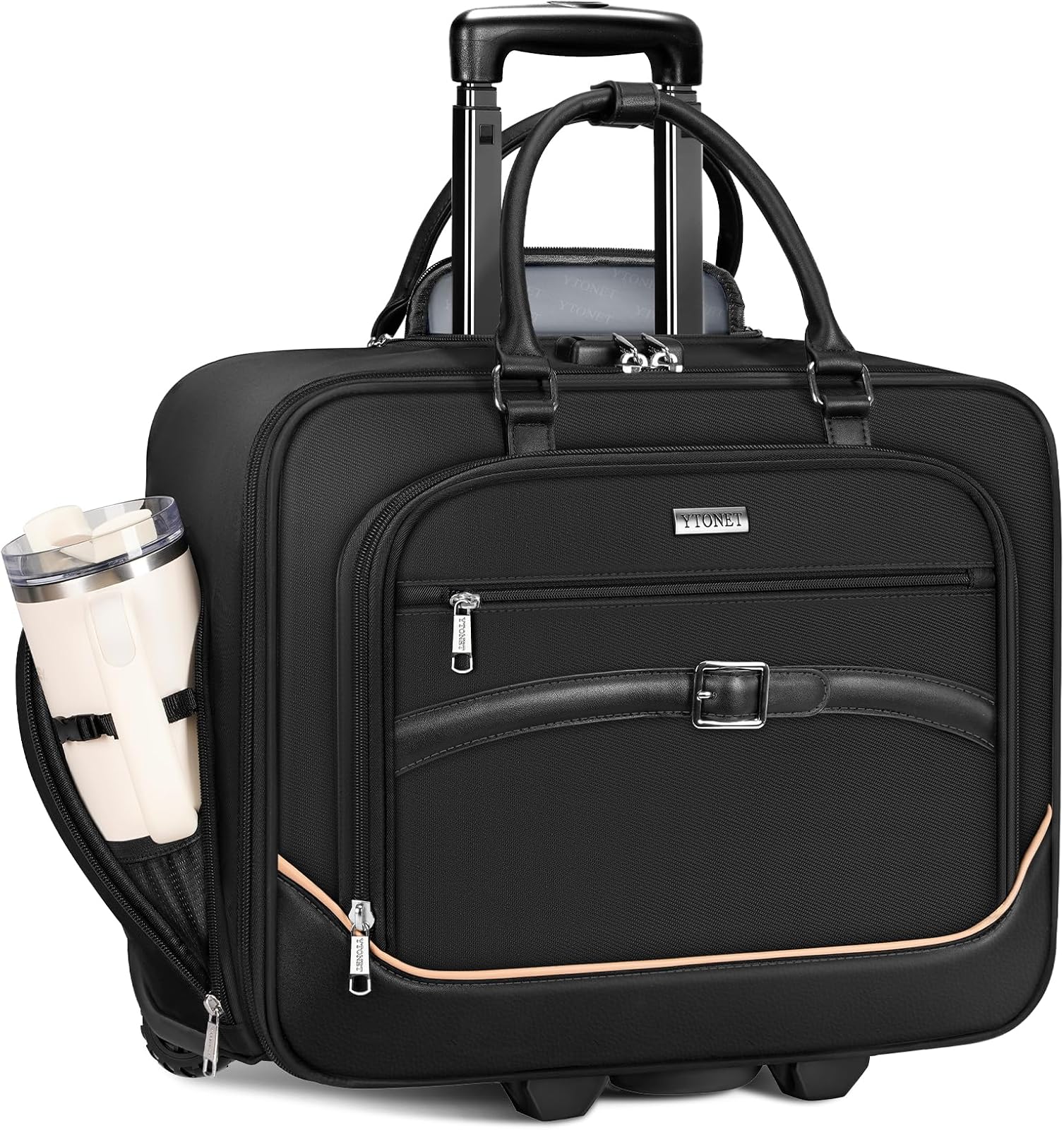 Rolling Laptop Bag, 17.3 In Rolling Briefcase for Men Women with