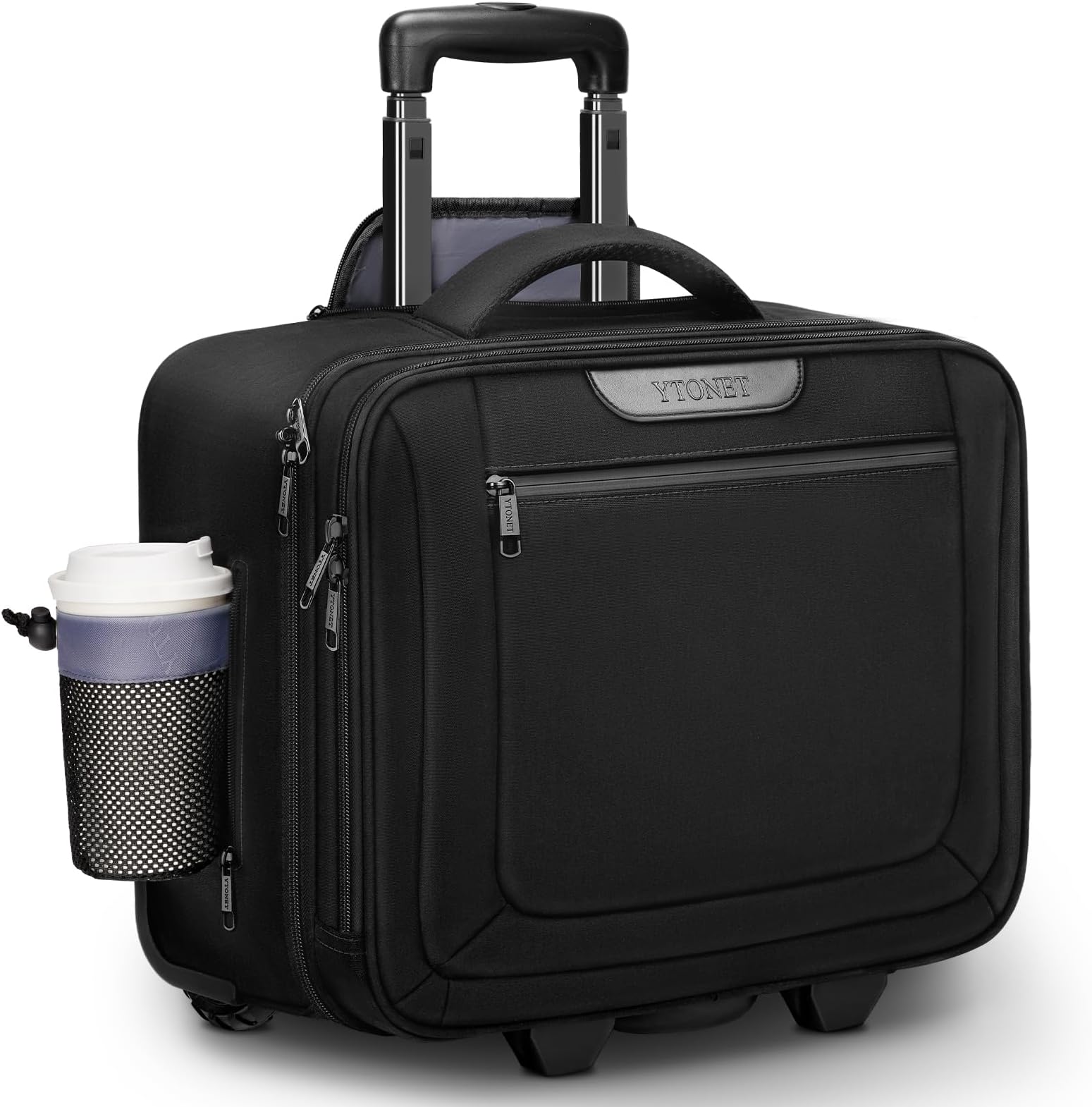 Rolling Laptop Bag, Rolling Briefcase for Men Women with Cup Holder