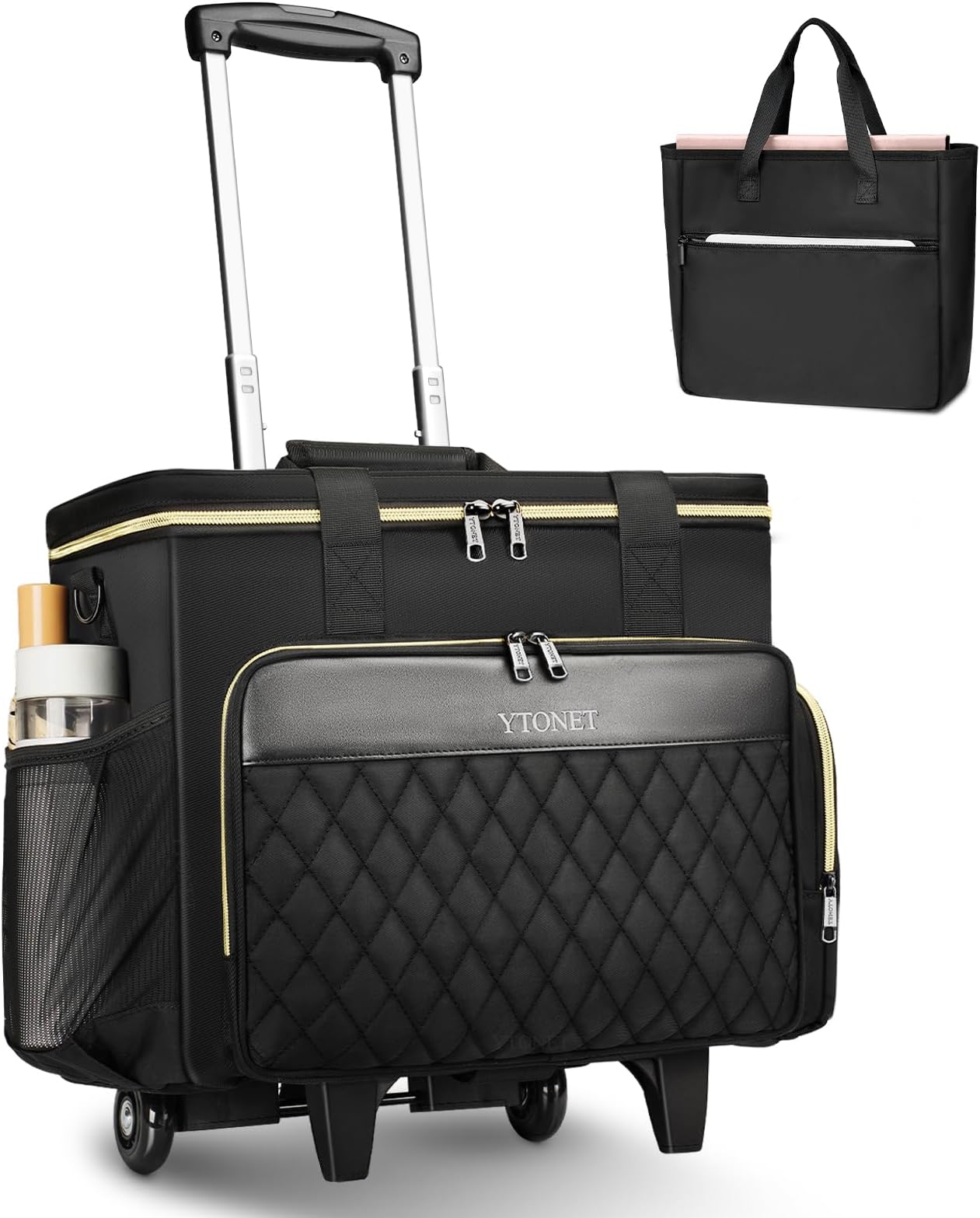Rolling Teacher Bag, 15.6 In Rolling Laptop Bag with Teacher Tote