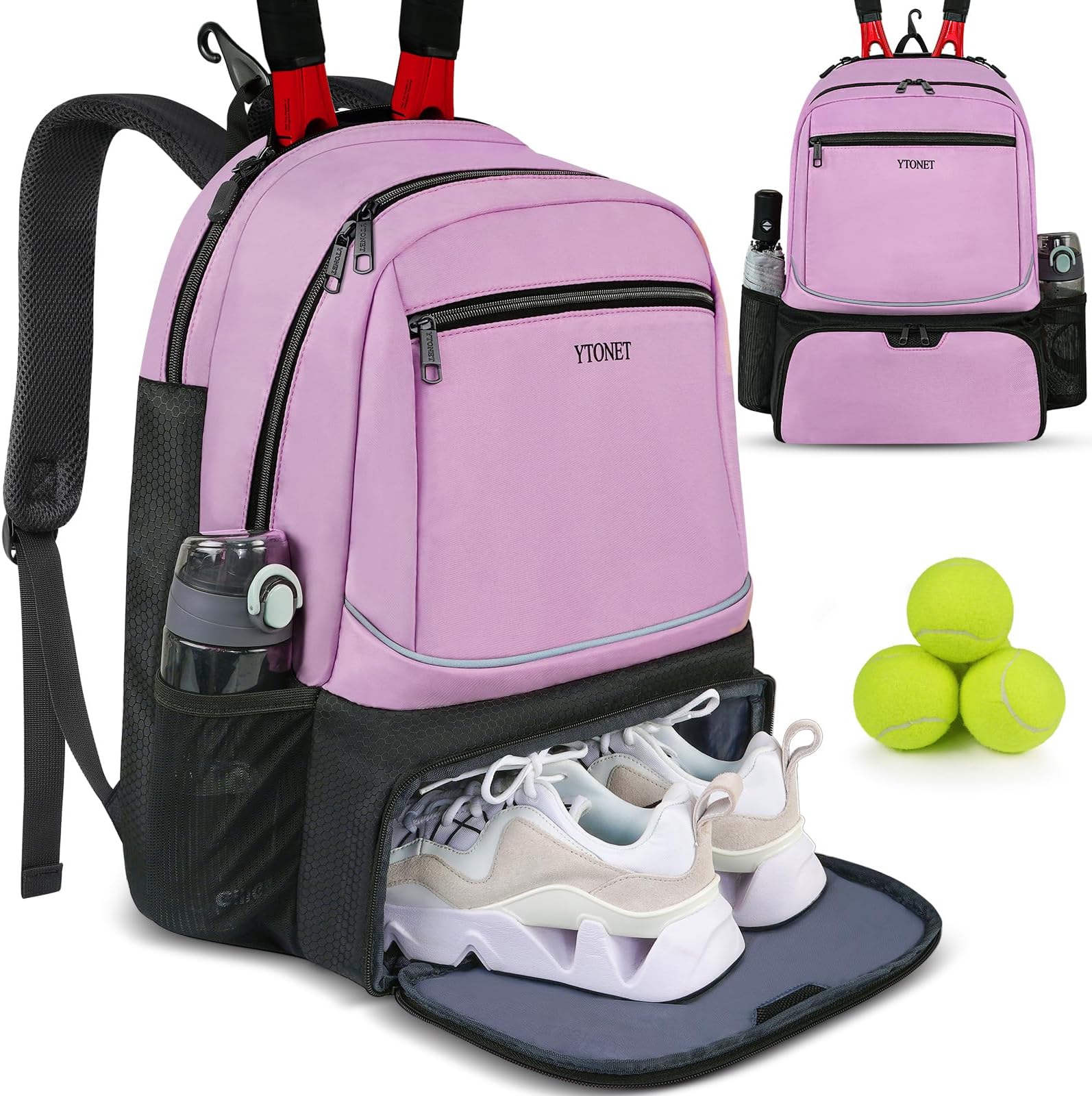 Tennis Bag Tennis Backpack for Women Men 2 Rackets with Insulated