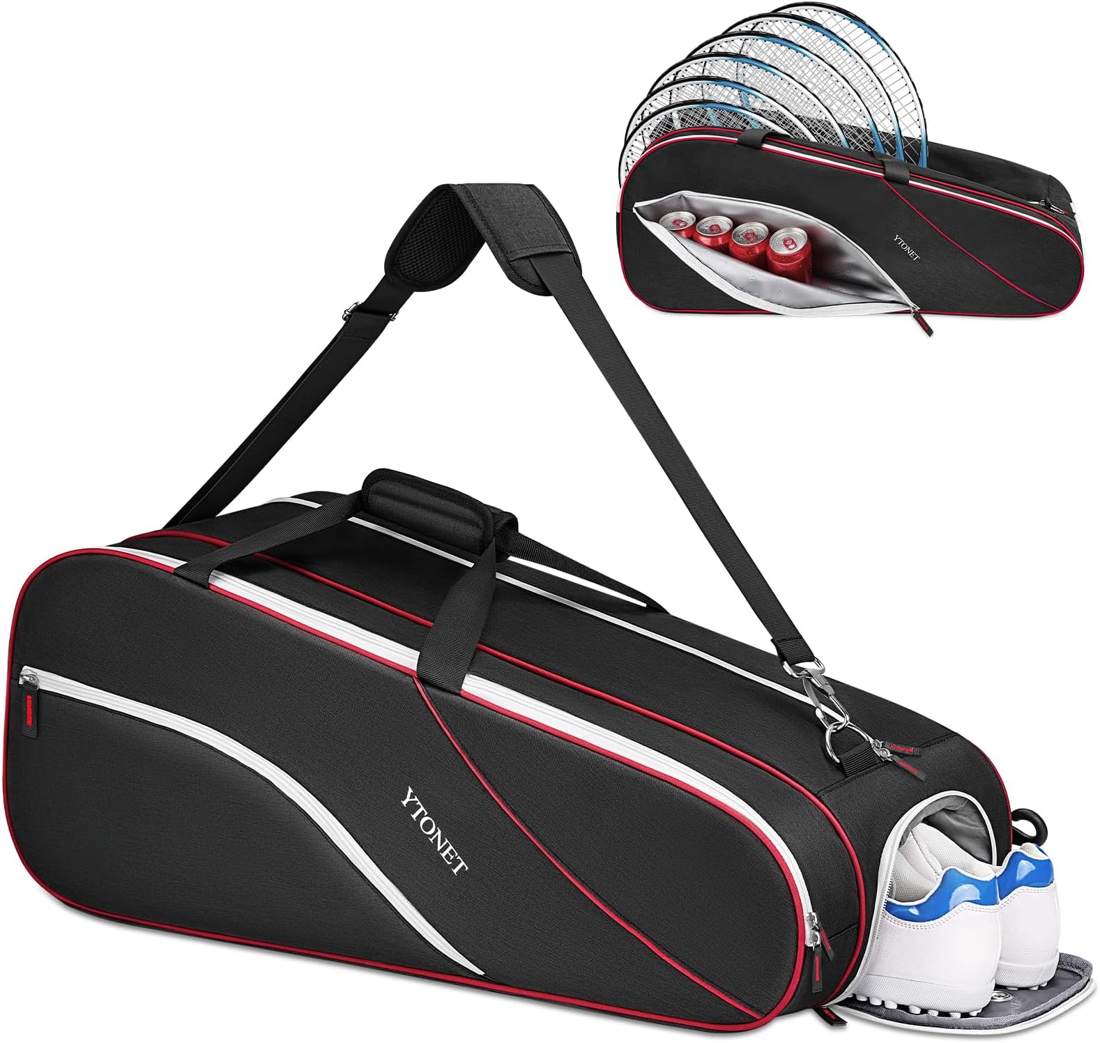 Tennis Bags for Men 6 Rackets Large Racket Bag with Shoe Compartment