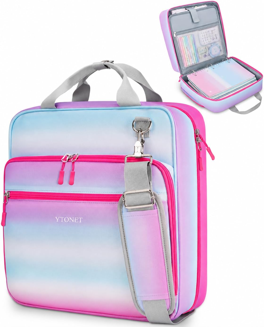 Zipper Binder 3 Ring, 3 Inch Binder with Zipper Fit 15.6 in Laptop, 600